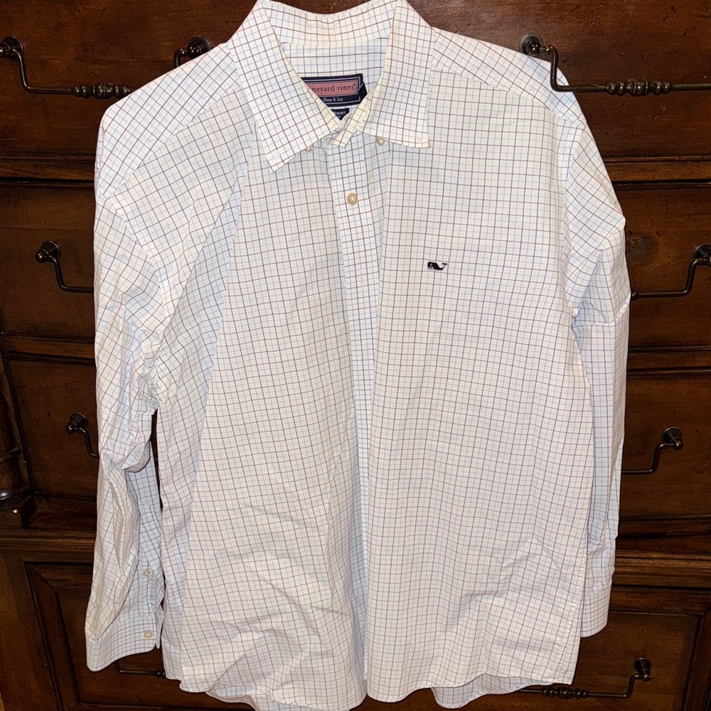 Vineyard Vines Men's Blue and Darker Purple Checkered Shirt button down XL